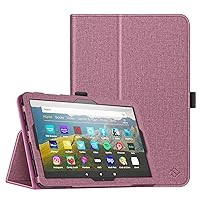 Fintie Folio Case for Amazon Fire HD 8 & Fire HD 8 Plus Tablet (Fits Both 12th/10th Generation, 2022/2020 Release)- Slim Fit Premium Vegan Leather Standing Cover with Auto Sleep/Wake, Plum