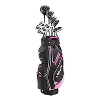 PRO-X Ladies Womens Complete Right Handed Golf Clubs Set Includes Titanium F Driver, 3 Fairway Wood, 4-5 Hybrids, 7-SW Irons, Putter, Cart Bag, 4 H/C's