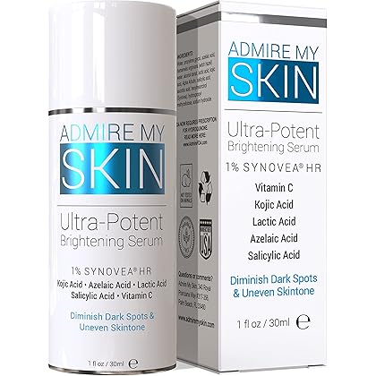 Admire My Skin Dark Spot Corrector Remover for Face - Brightening Serum Fade Cream - Melasma Treatment Cream with Synovea, Kojic Acid, Vitamin C, Salicylic Acid, Azelaic Acid, Lactic Acid Serum Peel