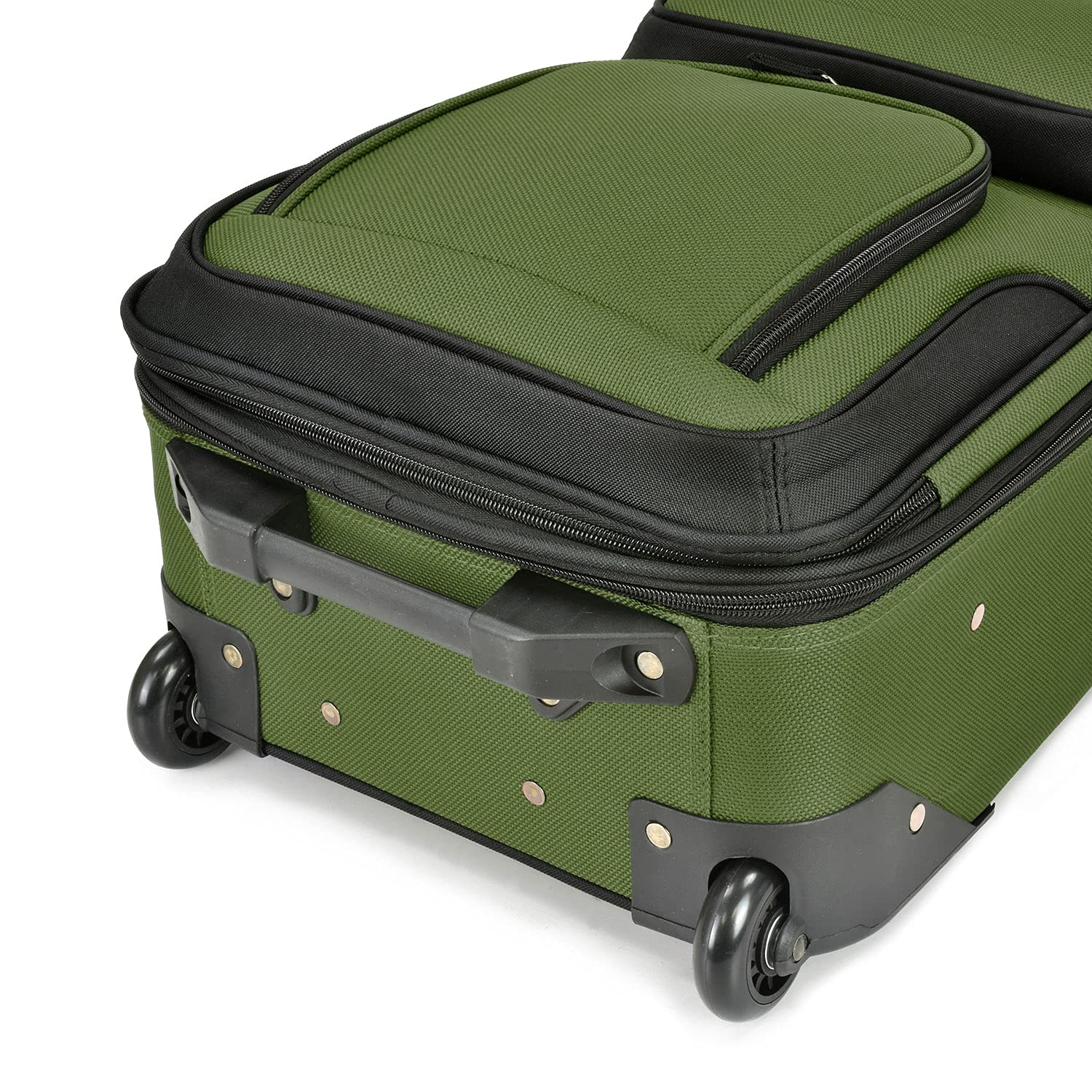 U.S. Traveler Rio Fabric Expandable Carry-on Luggage, Green, 2 Wheel