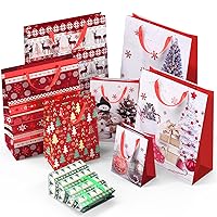 Novnsoi 24 PCS Valentines Day Gift Bags for Wrapping Holiday Gifts, Hot Stamping Foil Design Adorned Recyclable Festival Bags Bulk Set - 6 X-Large,6 Large,6 Medium,6 Small