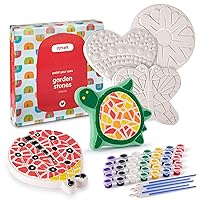 5 Paint your Own Stepping Stones For Kids Craft Kit, Arts and Crafts For Kids Ages 4-8 - Crafts For Girls Ages 8-12, Art Supplies Outdoor Toys 4 Birthday Gifts, Fun Activity - 5 Stones, Paint, Brushes