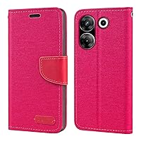 for Tecno Camon 20 Pro 5G Case, Oxford Leather Wallet Case with Soft TPU Back Cover Magnet Flip Case for Tecno Camon 20 Pro 5G (6.67”) Rose