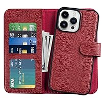 LUMARKE Designed for iPhone 13 Pro Max Wallet Case - Detachable Flip Folio Cover - RFID Blocking 4 Card Slots Holder - Premium Leather Magnetic Kickstand - Protective Phone Case 6.7