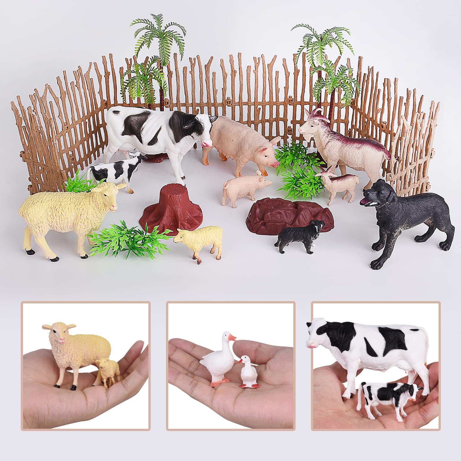 EnAuRoL 35 PCS Farm Animals Toys for Toddlers 3 Years Old Boys and Girls Realistic Animal Figures Playsets Toys for Kids 3~8 Christmas Birthday Gift