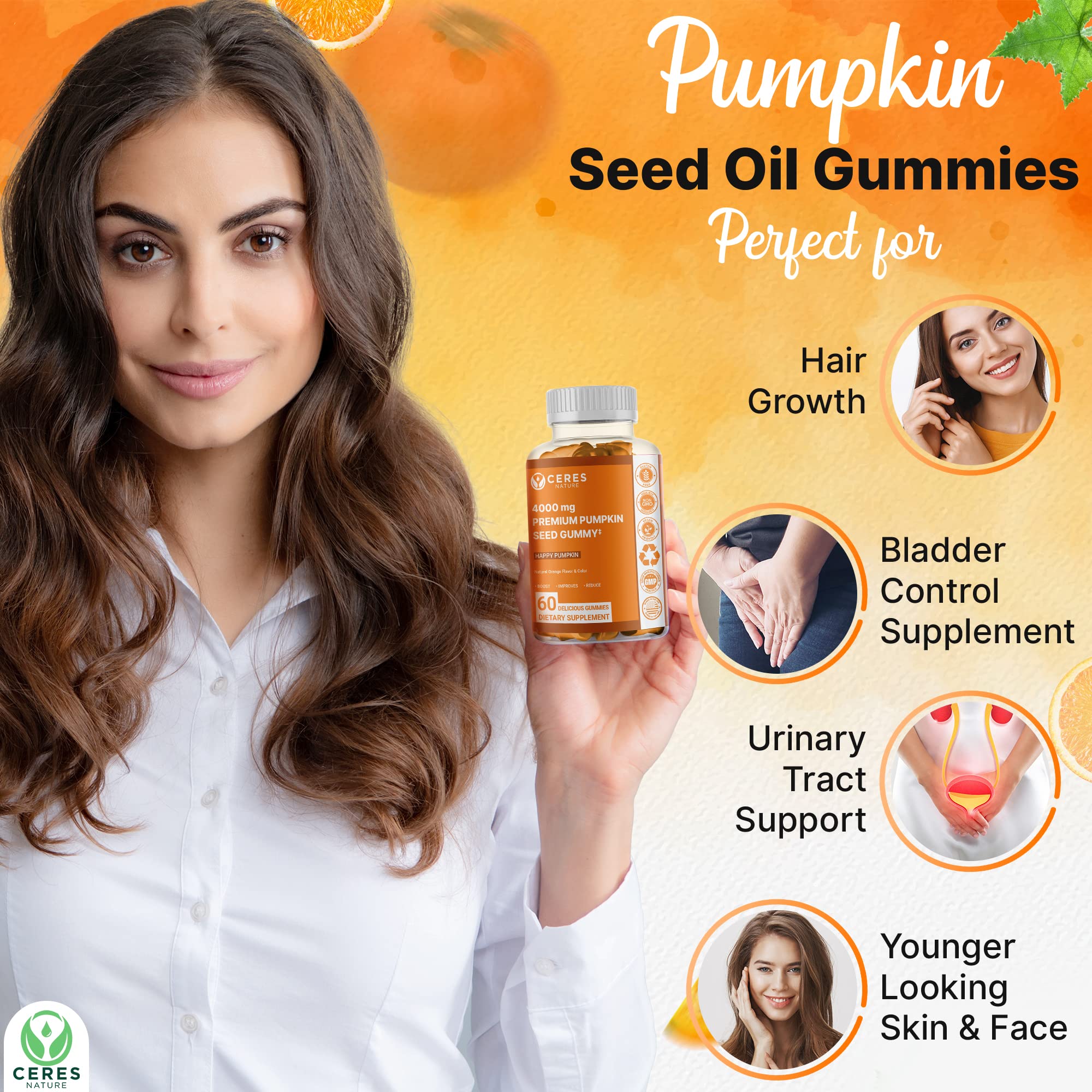 Mua Pumpkin Seed Oil Gummies 4,000 mg for Hair Growth, Urinary Tract  Support, Bladder Control Supplement, Younger Looking Skin & Face, Rich in Omega  3, Omega 6 & Essential Fatty Acids– Sugar-Free!