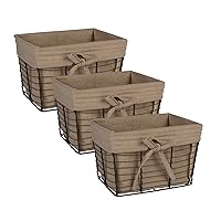 DII Farmhouse Chicken Wire Storage Baskets with Liner, Small, Vintage Taupe, 9x7x6