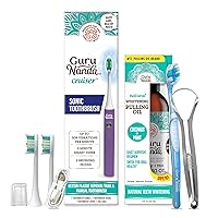 Cruiser Sonic Toothbrush (Lavender) with 2 Brush Heads, 1 Brush Cap, 1 USB Cable and Mickey D Oil Pulling with Coconut, 7 Essential Oils, Vitamins (8 Fl Oz) - Aids in Teeth & Gum Health