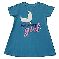 Girl's Mermaid Birthday Girl Glitter Party T-Shirt/Dress - Toddler & Kids