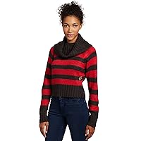 Southpole Junior's Cowl Neck Dolman Striped Long Sleeve Sweater