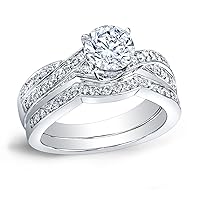 IGI Certified 14k Gold Round-Cut Diamond Bridal Set (1 1/2 cttw, G-H color, VS2-SI1 clarity) Size 4-9