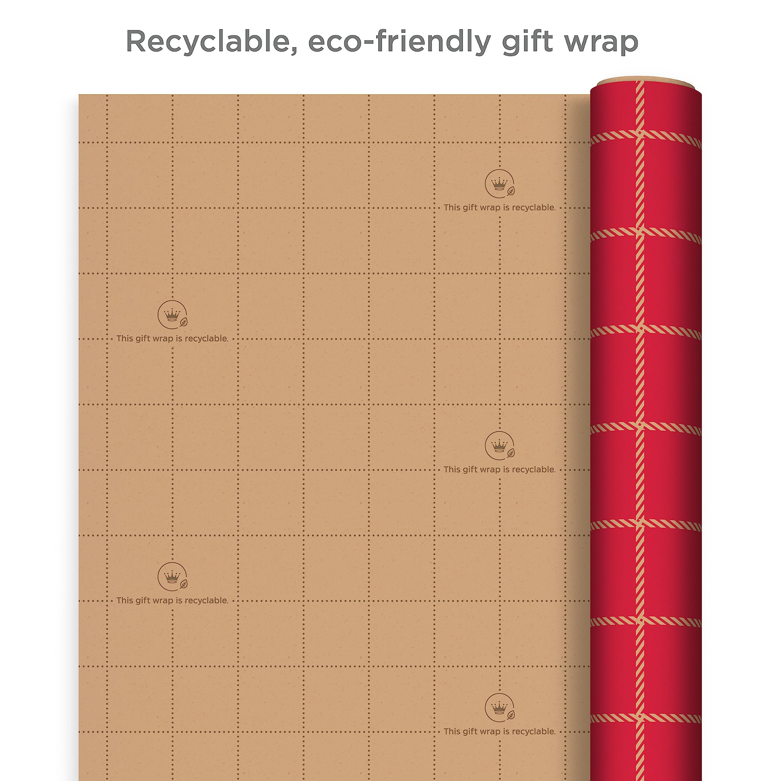 Hallmark All Occasion Reversible Wrapping Paper - Gold & Kraft Stripes, Triangles, Chevron, Polka Dots