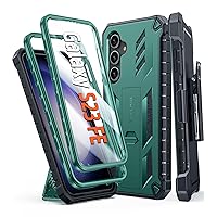 FNTCASE for Samsung Galaxy S23-FE Case: S23fe Phone Case Drop Protection Rugged Belt-Clip Holster & Kickstand Military Grade Matte Textured Bumper TPU Shockproof Durable Protective Cover