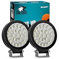 Nilight Led Light Pods 2PCS 4.3Inch 25LED Flood Beam Round Driving Work Lights Built-in EMC Super Slim Offroad Lights Ditch Lights for Tractor Truck Motorbike Boat ATV, 3 Years Warranty