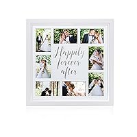 Pearhead Happily Forever After Wedding Collage Picture Frame, Wedding Gifts, Newlyweds, White