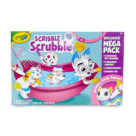Crayola Scribble Scrubbie Pets Mega Pack (12 Pets), Reusable Pet Care Toy, Dog & Cat Toys for Kids, Holiday Gift for Girls & Boys, 3+