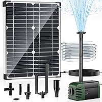 POPOSOAP Solar Water Pump Fountain,20W Solar Fountain Pump 320GPH Solar Powered Water Pump with Adjustable Flow, PVC Tubing and 16.4ft Cord Length for Garden, Ponds, Waterfall, Fish Pond