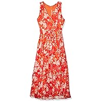 Calvin Klein Women's V Maxi Dress with Self Belt and Back Neck Keyhole