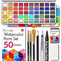 48-Color Watercolor Paint Set with Brush, Refillable Water Brush Pen, Palette, and Water-Washable Paints for Kids, Adults and Artists