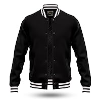 RELDOX Brand Varsity Jacket, Wool Body with Leather Arms Letterman Baseball Unique & Stylish Color BWWS, Size L