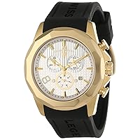 Men's 10042-YG-02S Monte Carlo Chronograph Silver Textured Dial Black Silicone Watch