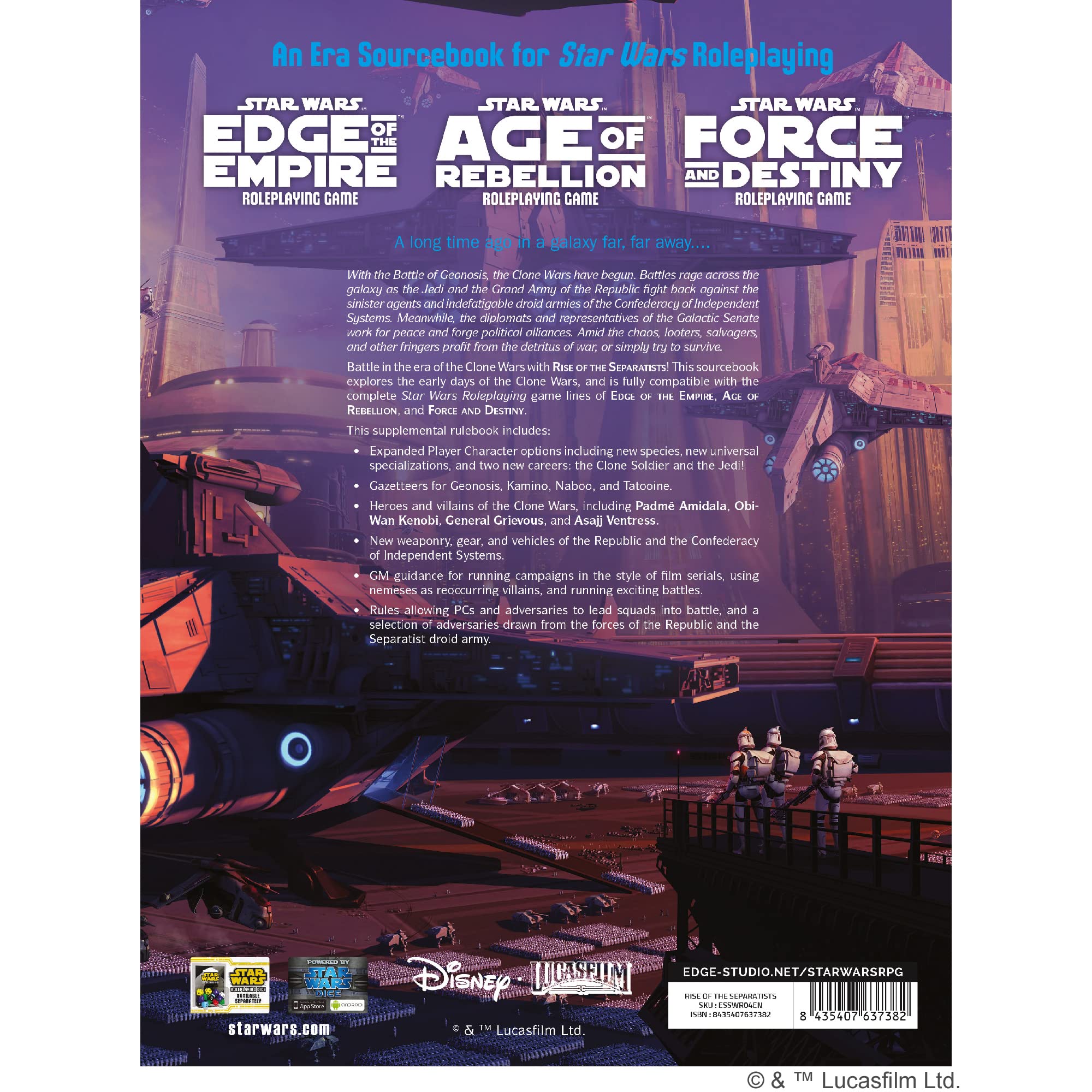EDGE Studio Star Wars Rise of The Separatists Expansion Roleplaying Game Strategy Game Adventure Game for Adults and Kids Ages 10+ 2-8 Players Average Playtime 1 Hour Made