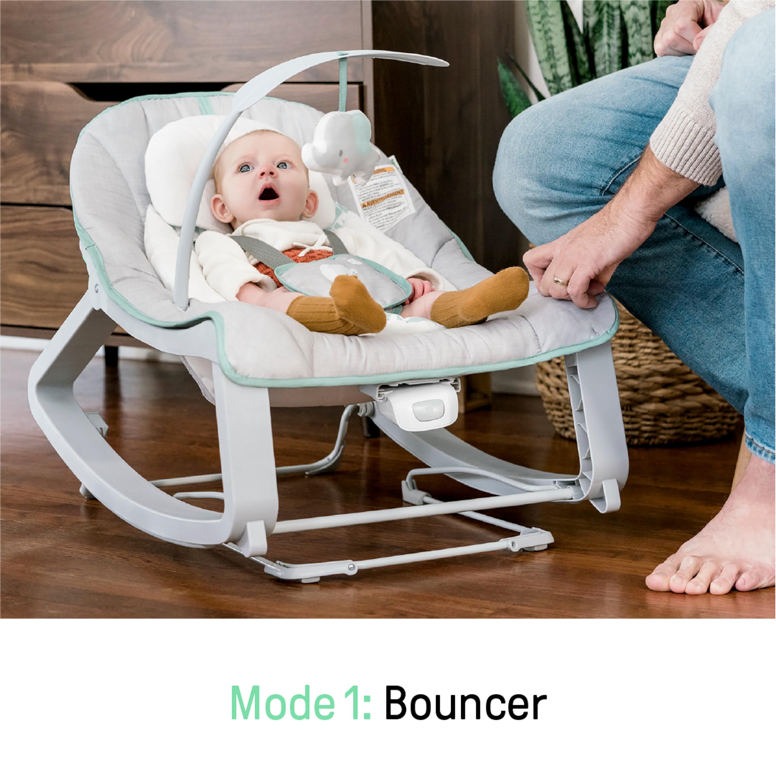 Ingenuity Keep Cozy 3-in-1 Grow with Me Vibrating Baby Bouncer, Seat & Infant to Toddler Rocker, Vibrations & -Toy Bar, 0-30 Months Up to 40 lbs (Weaver)