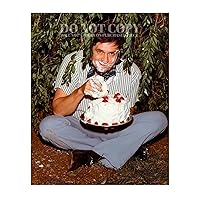 Johnny Cash Photograph 8 X 10 - Hilarious 1971 Picture - Eating Cake In a Bush - Iconic - Country Music Superstar - The Man In Black - Rare Photo - Poster Art Print