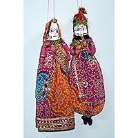 Ethnic Indian Handicrafts Rajasthani Katputli Puppet Pair