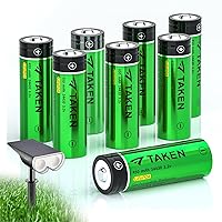 Taken 14430 3.2 Volt Rechargeable Solar Battery, 3.2V 450mAh 14430 LiFePO4 Rechargeable Battery for Solar Panel Outdoor Garden Lights (NOT AA Battery) - 8 Pack