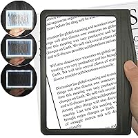 MagniPros 3X Large Ultra Bright LED Page Magnifier- 12 Anti-Glare Dimmable LEDs, Provide More Evenly Lit Viewing Area, Relieve Eye Strain|for Reading Small Prints & Low Vision