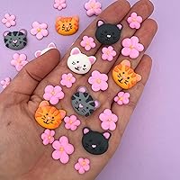 Icing Kittens & Blossoms | 26 Pieces | Sugar Decorations | Icing Cats | Mini Sugar Cats | Edible Sugar Kitties | Icing Flowers | Cat Sprinkles | Sprinkle Mix | Pink Flowers | Royal Icing Cats | Simply Sucré (26 Kittens & Blossoms)