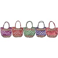Lot of Five Shopper Bags with Brocade Weave and Embro - Multi Color