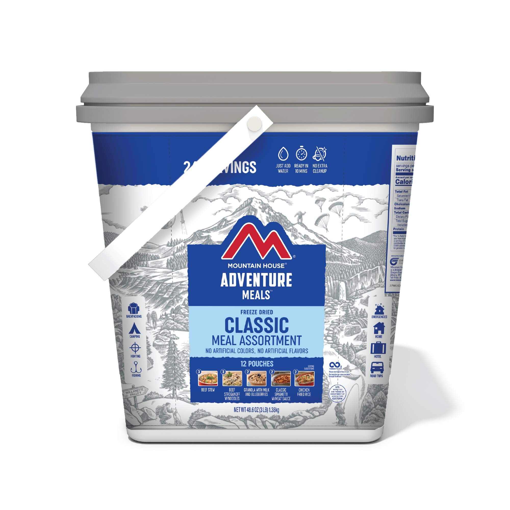 Mountain House Classic Bucket | Freeze Dried Backpacking & Camping Food | 24 Servings