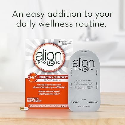 Align Probiotic, Pro Formula, Probiotics for Women and Men, Daily Probiotic Supplement for Digestive Health, Helps Soothe Occasional Abdominal Discomfort, Gas, and Bloating 63 Capsules