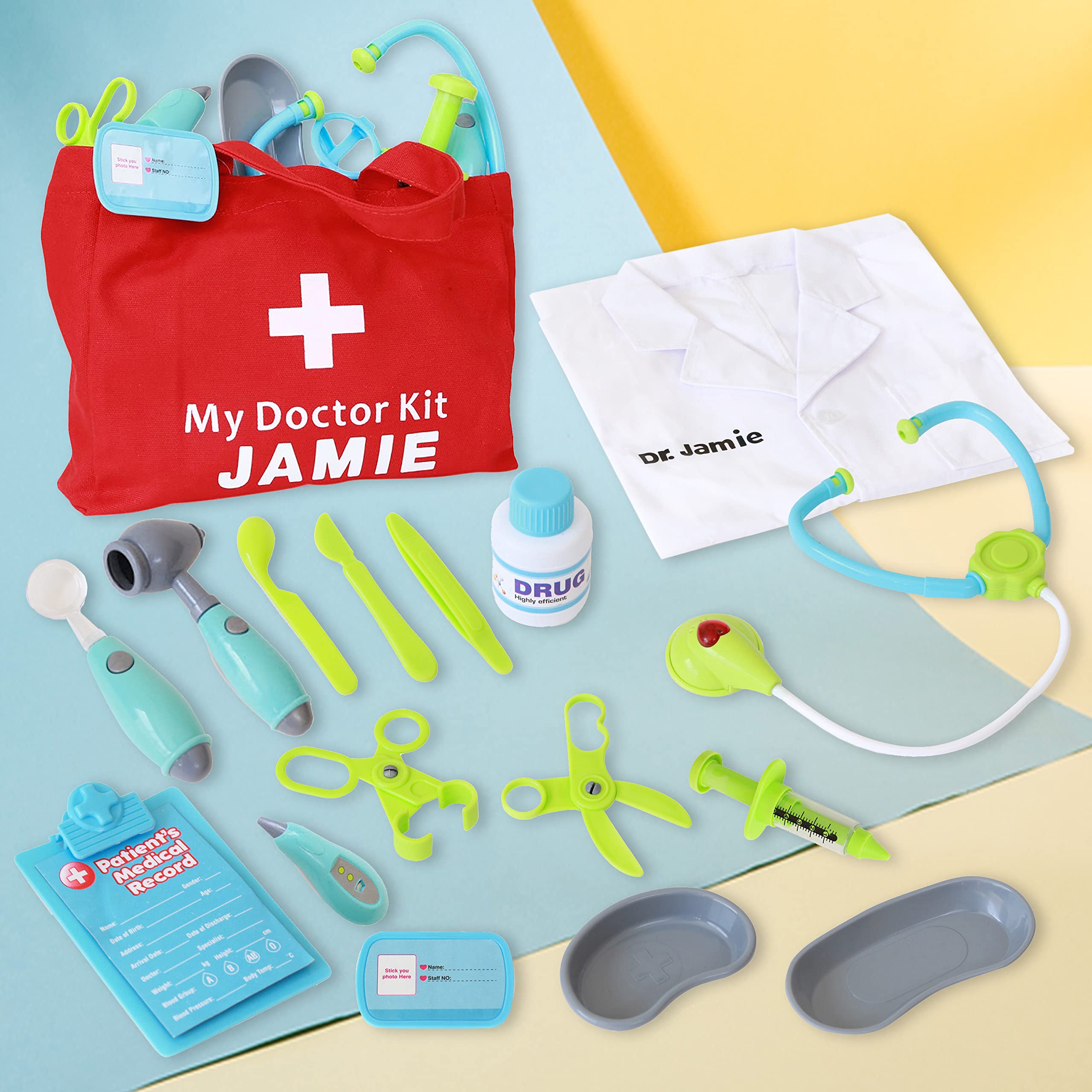 Dreamy Accessories Personalized Doctor Kit for Kids - Realistic Doctor Playset for Kids - Doctor Kit for Toddlers 3-5 Years Old