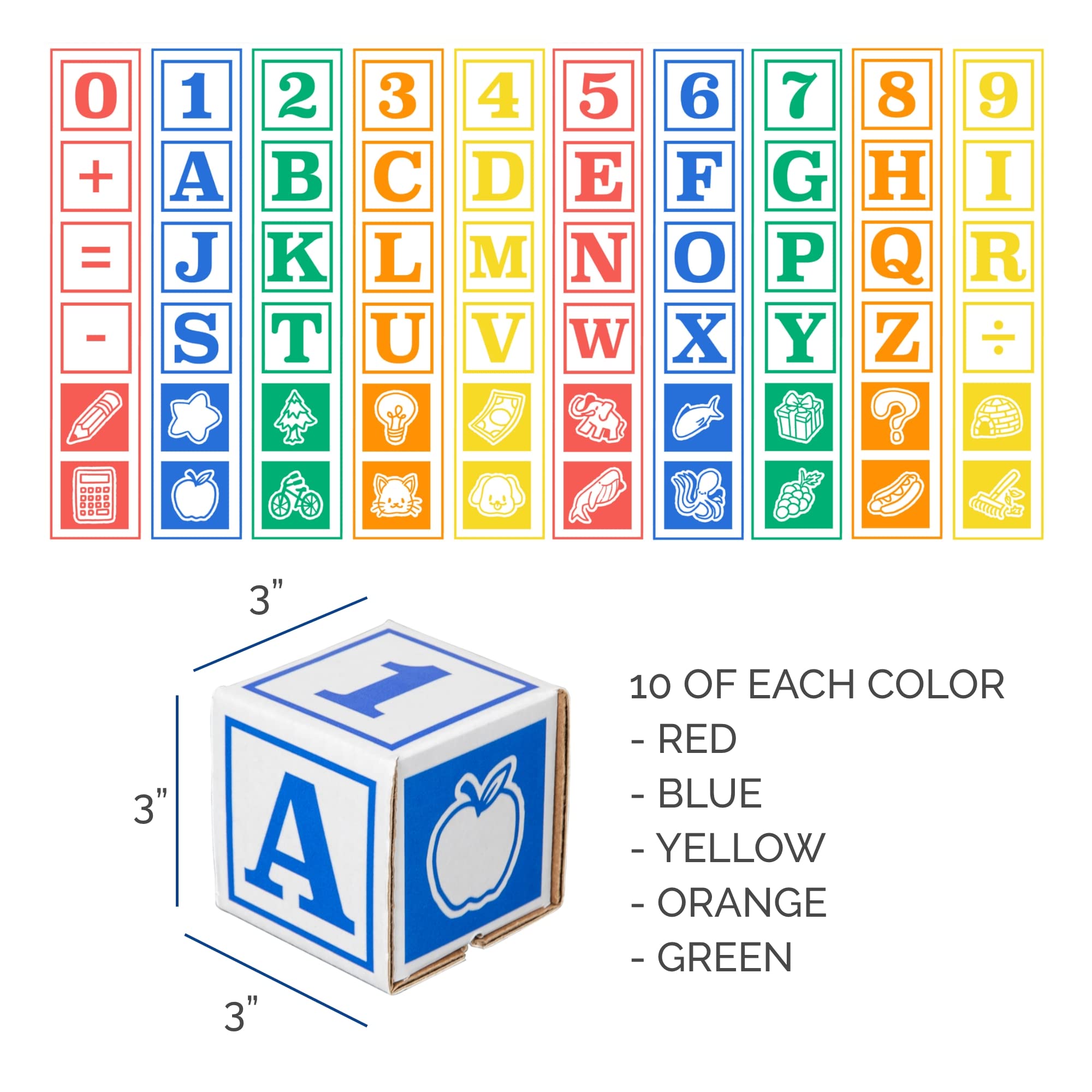 Bankers Box at Play Cardboard ABC/123 Building Learning Blocks, 50 Pack, Larger 3