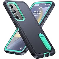 BaHaHoues for Samsung Galaxy S24 Case, Samsung S24 Phone Case with Built in Kickstand, Shockproof/Dustproof/Drop Proof Military Grade Protective Cover for Galaxy S24 6.1 inch (Dark Blue/Aqua Blue)