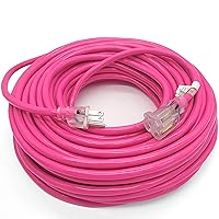 100 ft - 14 Gauge Heavy Duty Extension Cord - Lighted SJTW - Indoor/Outdoor Extension Cord by Watt's Wire - 100' 14-Gauge Grounded 13 Amp Extension Cord