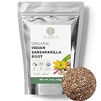 Organic Sarsaparilla Root 4 oz. (113g), USDA Certified Organic Indian Sarsaparilla Root Tea, Hemidesmus Indicus Sasparilla, Sarsparilla Root Organic, Zarzaparrilla, Cut & Sifted