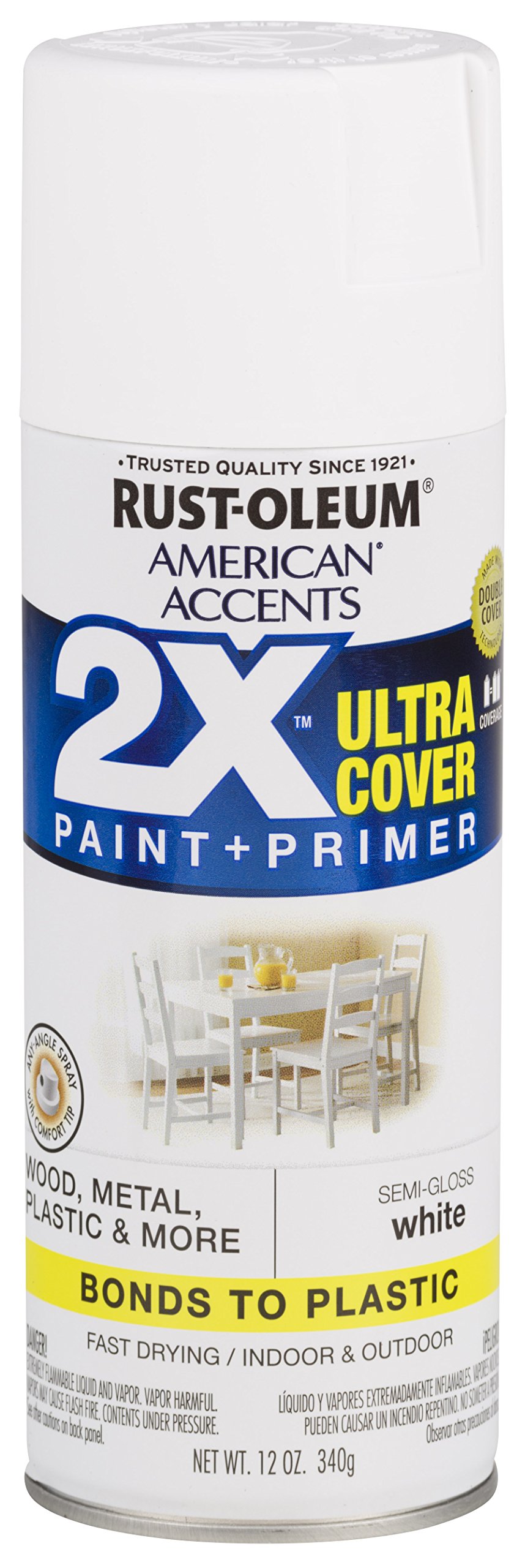 Rust-Oleum 327951-6 PK American Accents Spray Paint, 12 Ounce (Pack of 6), Semi-Gloss White, 72 Ounce