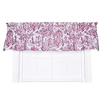 Victoria Park Toile Tailored Valence Window Curtain, Red