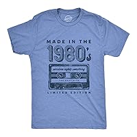 Mens Made in The 1980s Tshirt Funny Retro Cassette Tape Music Graphic Tee