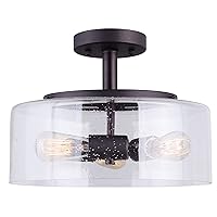 Canarm LTD ISF633A03ORB Nash 3 Bulb Semi-Flush Mount, Oil Rubbed Bronze with Seeded Glass, 3 Light