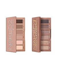 URBAN DECAY Naked Mini Eyeshadow Palettes Bundle - Naked 2 Basics (Neutral Mattes) + Naked 3 Mini (Rosy Neutrals Shimmer)
