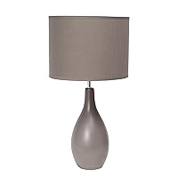 Simple Designs LT1152-GRY Traditional Oblong Ceramic Table Lamp for Living Room, Bedroom, Study, Office, Entryway, Reading Nook, Gray