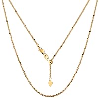 Jewelry Affairs 10k Yellow Real Gold Adjustable Sparkle Link Chain Necklace, 1.5mm, 22