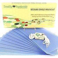 Make Your Own Beeswax Candle Kit - Includes 10 Full Size 100% Beeswax Honeycomb Sheets in Blue and Approx. 6 Yards (18 Feet) of Cotton Wick. Each Beeswax Sheet Measures Approx. 8