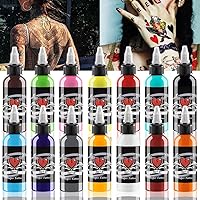BaodeLi Tattoo Ink Set,14Pcs Tattoo Ink 1oz 30ml/Bottle for 3D Makeup Beauty Skin Body Art,Tattoo Inks Pigment Kit for Professionals and Beginners Use (14 Colors,Black,Red,White ect)