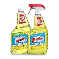 Windex Disinfectant Cleaner - Multisurface Spray Bundle, Includes a 23 fl oz Spray and a 32 fl oz Refill, Works on Kitchen and Bathroom Counters and More, Citrus Fresh Scent